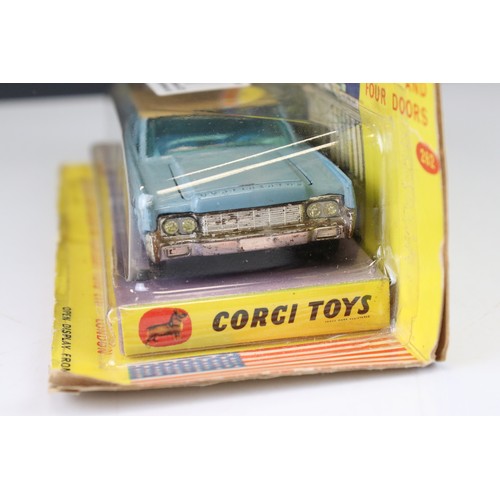 497 - Boxed Corgi 262 Lincoln Continental Executive Limousine diecast model in pale blue with cream roof, ... 