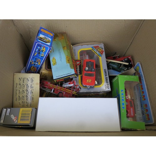 370A - Collection of fire service related models to include tinplate jeep, boxed tinplate fire truck & diec... 