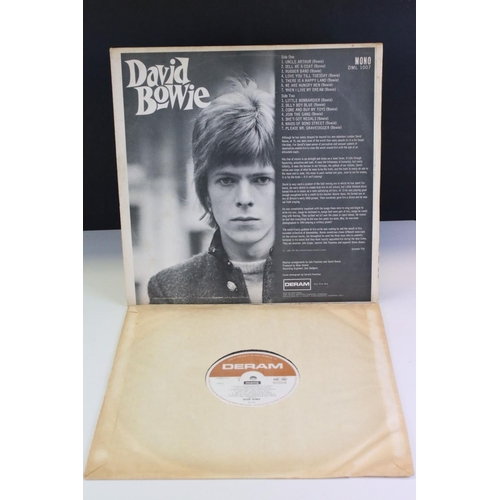 452 - Vinyl - David Bowie Self Titled on Deram (DML 1007) mono, laminated front cover.  Matrices 7754 1B a... 