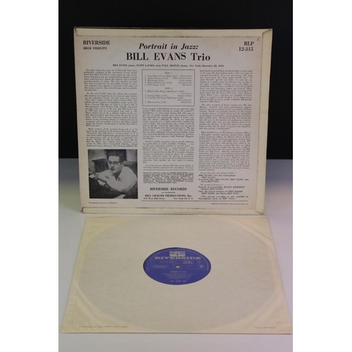 470 - Vinyl - Jazz / Post Bop Bill Evans Trio Portrait In Jazz.  Original UK 1961 Blue Riverside labels Mo... 