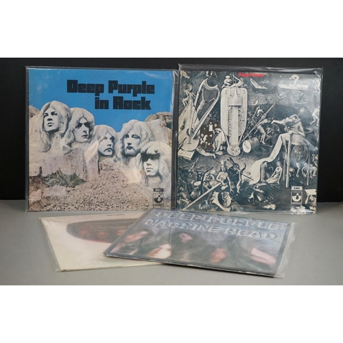 55 - Vinyl - Deep Purple 4 LP's to include In Rock (SHVL 777) no EMI on label, matrices A2 & B1, Harvest ... 