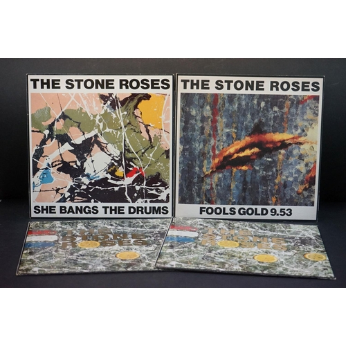 611 - Vinyl - The Stone Roses 2 LP's to include Self Titled (ORE LP 502) x 2 and 2 12