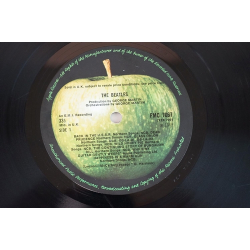 707 - Vinyl - The Beatles White Album (PMC 7067/8) No 0077487 side opener, 4 photographs, poster, white in... 