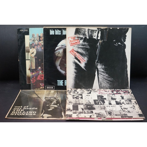 714 - Vinyl - Collection of 6 LP's featuring Rollings Stones Sticky Fingers, Exile On Main St, Out Of Our ... 