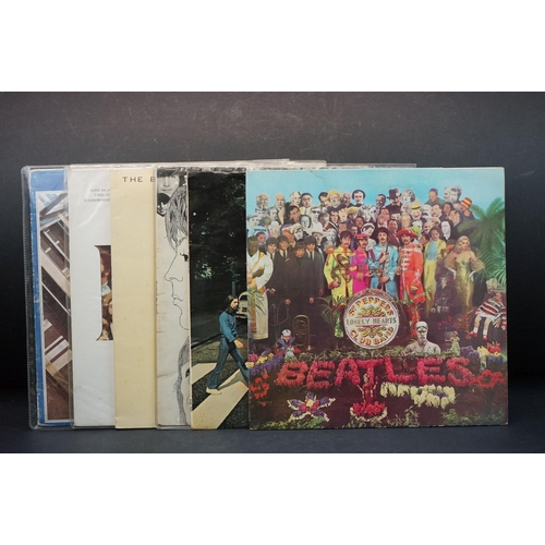 744 - Vinyl - The Beatles 6 LP's to include Sgt Pepper (PCS 7027) black & silver Parlophone label 2 x EMI ... 