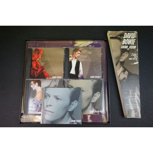 483 - CD - David Bowie Sound + Vision 3 CDs plus Bonus EP and book on Ryko, box tatty *