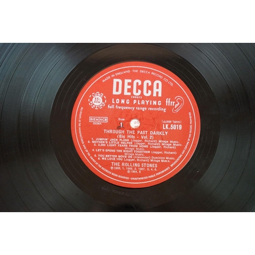 723 - Vinyl - Two Rolling Stones LP's Through The Past Darkly (LK 5019) Decca unboxed red mono label with ... 