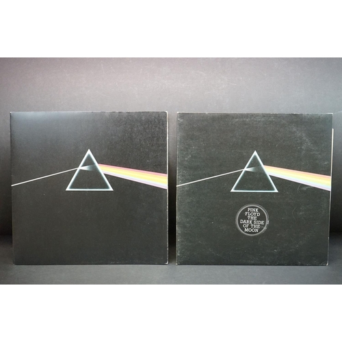 725 - Vinyl - Pink Floyd Dark Side Of The Moon (SHVL 804) x 2 - one with stickered sleeve, one postcard an... 