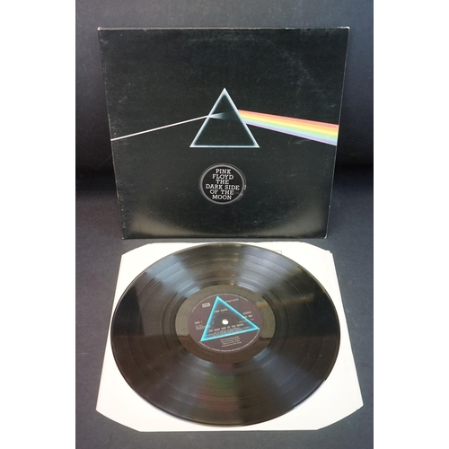 725 - Vinyl - Pink Floyd Dark Side Of The Moon (SHVL 804) x 2 - one with stickered sleeve, one postcard an... 