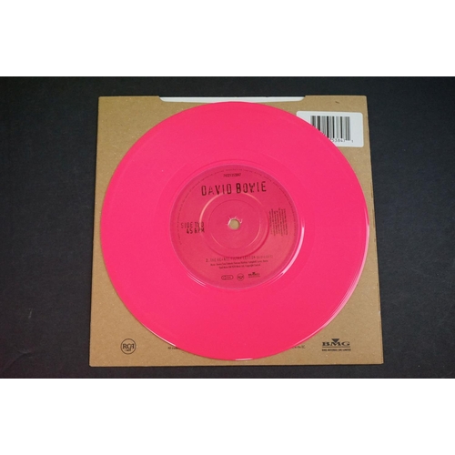 578 - Vinyl - David Bowie Hello Spaceboy (74321353847) 7 inch single pink vinyl stickered card sleeve.  Ex