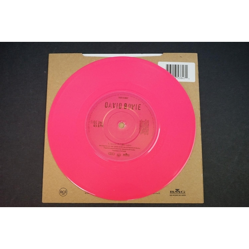 578 - Vinyl - David Bowie Hello Spaceboy (74321353847) 7 inch single pink vinyl stickered card sleeve.  Ex