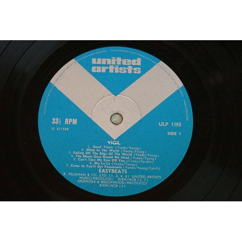 177 - Vinyl - Easybeats Vigil (ULP 1193) United Artists blue label, feelable mark to track 1 side 1.  Slee... 