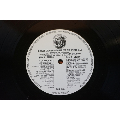 649 - Vinyl - Bridget St John Songs For The Gentle Man (DAN 8007) Stereo, gatefold sleeve.  Sleeve & Vinyl... 