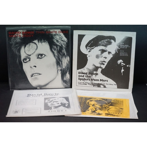 516 - Vinyl - Four David Bowie private press LPs to include My Radio Sweetheart Ziggy 1, Ziggy 2, Live at ... 