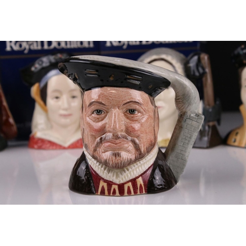17 - Set of Royal Doulton Henry VIII and his Six Wives Character Jugs, medium size