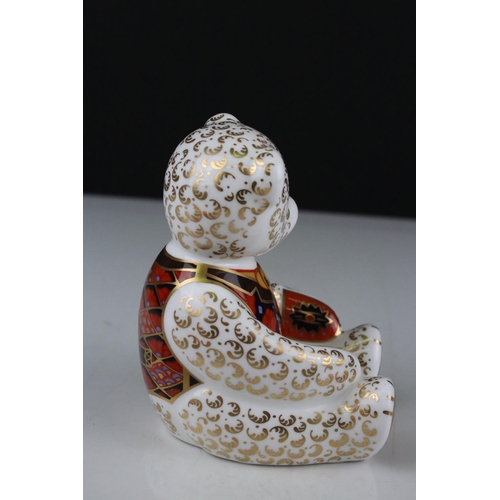 33 - Royal Crown Derby Collectors Guild Debonair Bear Paperweight together Two Royal Crown Derby Cat Pape... 