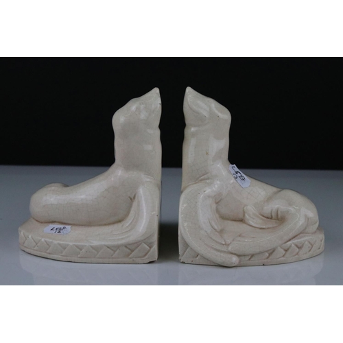 42 - Pair of Art Deco ceramic bookends in the form of seals