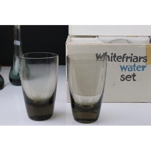 55 - Four pieces of Whitefriars Glass, to include boxed twilight coloured Water Set M113, small twilight ... 