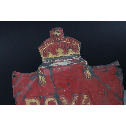 58 - Antique ' Royal ' Metal Fire Insurance Plaque in the form of a Shield with a Crown, 30cms high