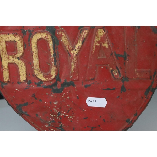 58 - Antique ' Royal ' Metal Fire Insurance Plaque in the form of a Shield with a Crown, 30cms high