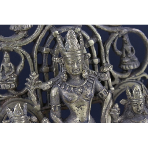 59 - Chinese Gilt Bronze Temple Group of Three Deities, 28cms high