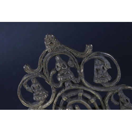 59 - Chinese Gilt Bronze Temple Group of Three Deities, 28cms high