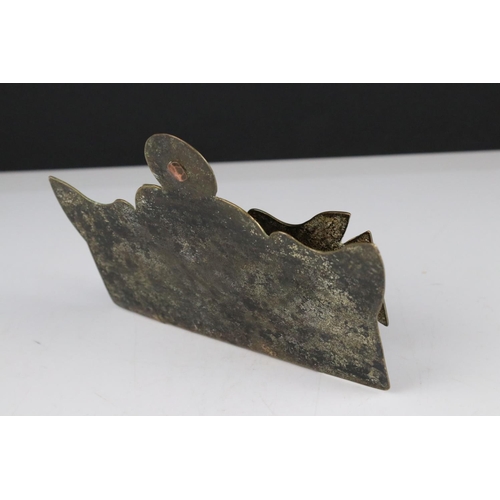 61 - World War I Trench Art Brass and Copper Wall Pocket, 18cms long