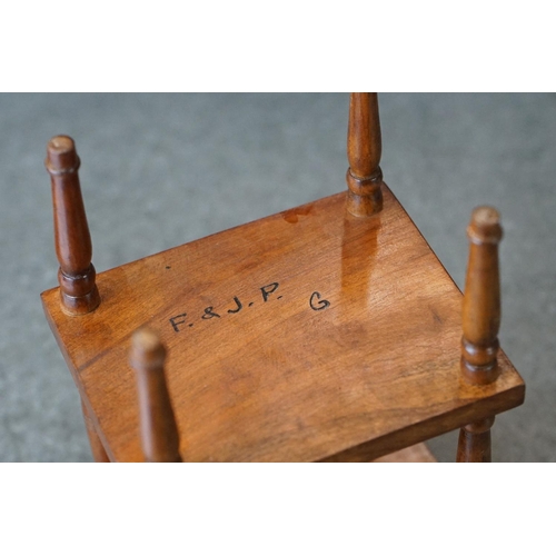 182 - Hand Crafted  Miniature / Apprentice / Doll's Wooden Washstand, initialed F.& J.P. G to underside, 1... 