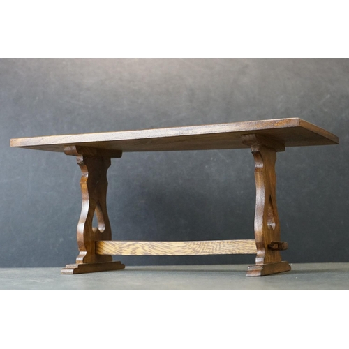 183 - Hand Crafted  Miniature / Apprentice / Doll's Elm Top Refectory style Table, marked F.A.P. D to unde... 
