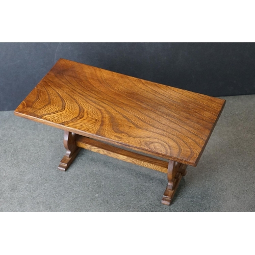 183 - Hand Crafted  Miniature / Apprentice / Doll's Elm Top Refectory style Table, marked F.A.P. D to unde... 