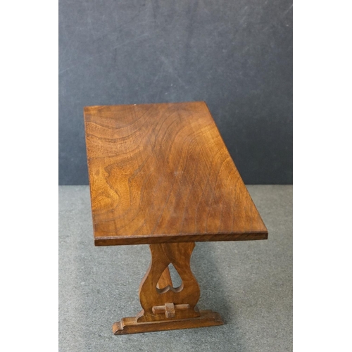 183 - Hand Crafted  Miniature / Apprentice / Doll's Elm Top Refectory style Table, marked F.A.P. D to unde... 