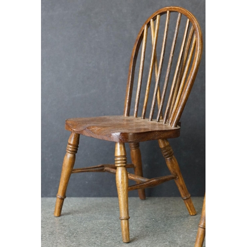 183 - Hand Crafted  Miniature / Apprentice / Doll's Elm Top Refectory style Table, marked F.A.P. D to unde... 