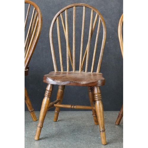 183 - Hand Crafted  Miniature / Apprentice / Doll's Elm Top Refectory style Table, marked F.A.P. D to unde... 