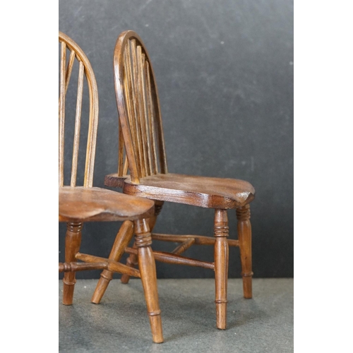 183 - Hand Crafted  Miniature / Apprentice / Doll's Elm Top Refectory style Table, marked F.A.P. D to unde... 