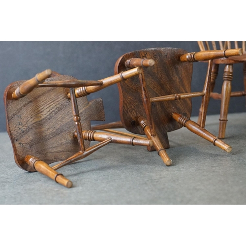 183 - Hand Crafted  Miniature / Apprentice / Doll's Elm Top Refectory style Table, marked F.A.P. D to unde... 