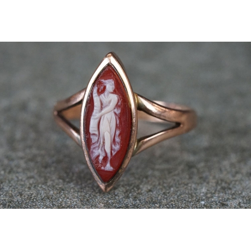 187 - Two cased hallmarked 9ct gold cameo rings.