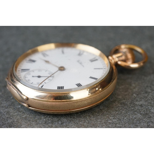 194 - Two early 20th century top winding pocket watches with gold plated cases to include a Waltham exampl... 