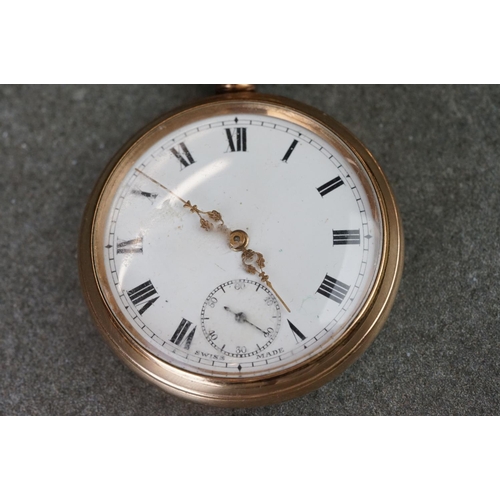 194 - Two early 20th century top winding pocket watches with gold plated cases to include a Waltham exampl... 