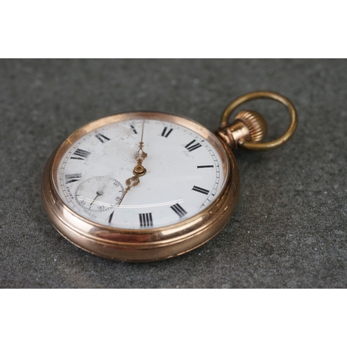194 - Two early 20th century top winding pocket watches with gold plated cases to include a Waltham exampl... 