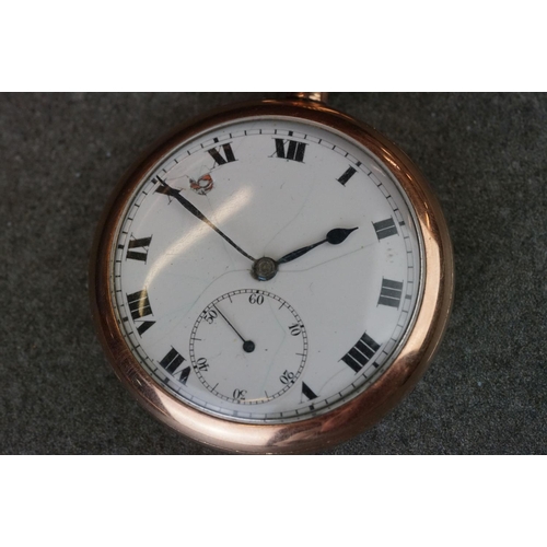 196 - Two early 20th century top winding pocket watches with gold plated cases to include a half hunter ex... 
