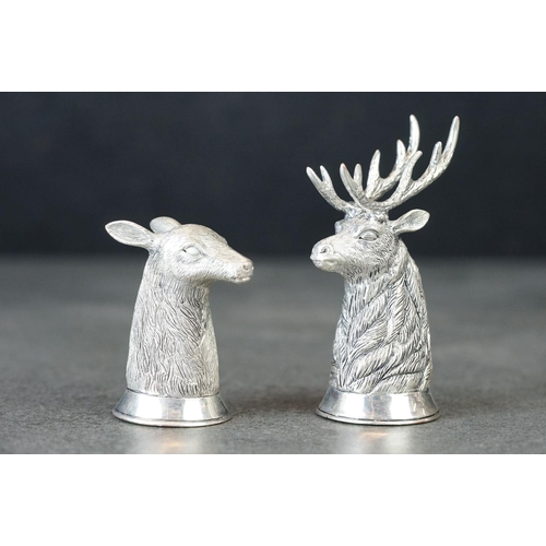 203 - Pair of silver plated condiments in the form of deer