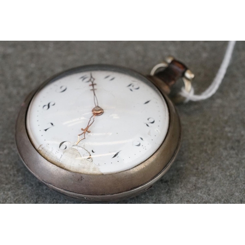 205 - A fully hallmarked sterling silver pair cased pocket watch.