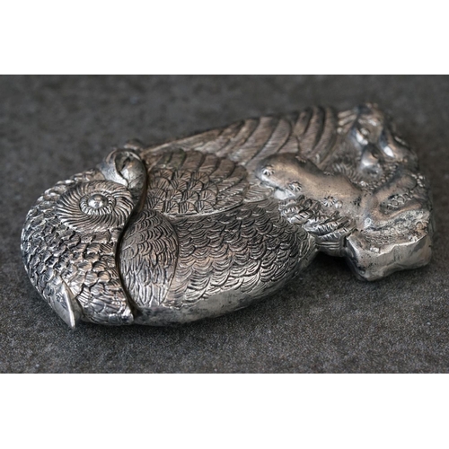 213 - Silver plated vesta case in the form of a bird of prey