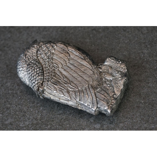 213 - Silver plated vesta case in the form of a bird of prey