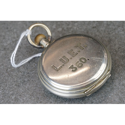 221 - An early 20th century top winding pocket watch with sub second hand to 6 o'clock