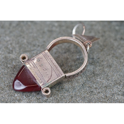 221a - Pair of Mexican white metal and paste drop earrings of geometric form, length approx 4cm