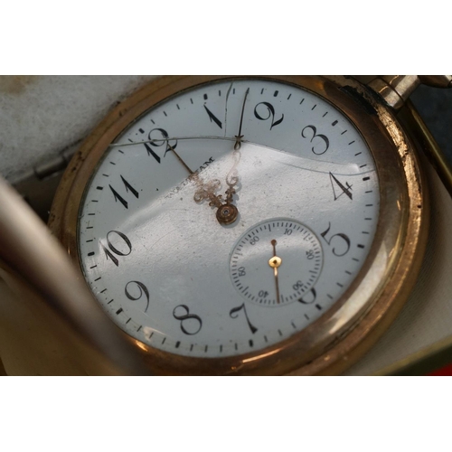 224 - An early 20th century Waltham full hunter pocket watch together with a pocket stop watch.