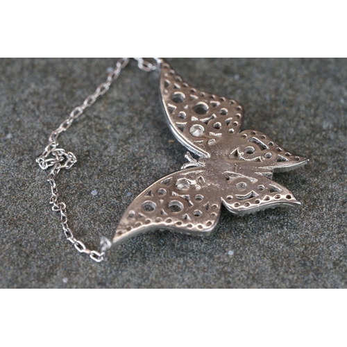 227 - Silver & CZ butterfly necklace