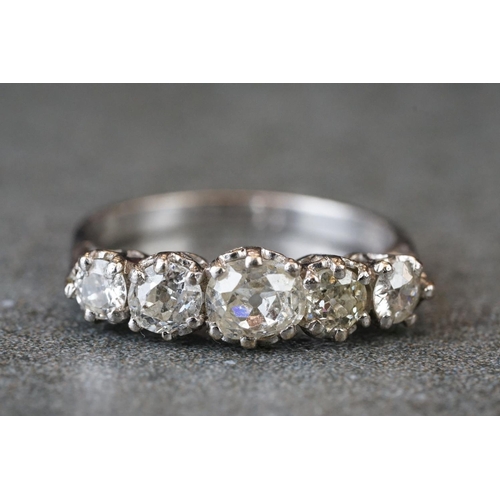 229 - Five stone graduated diamond ring of 1.65ct total weight