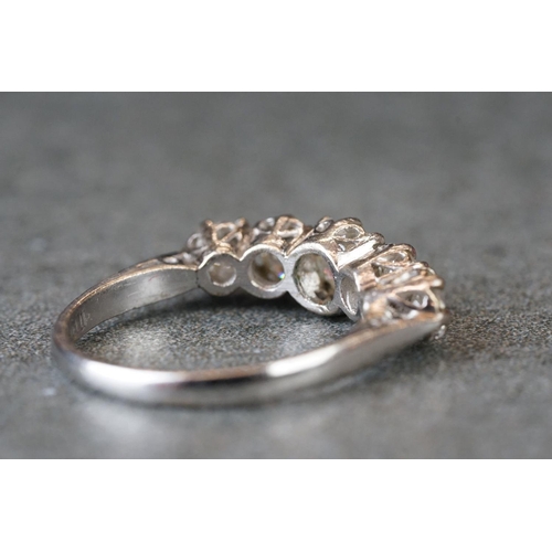 229 - Five stone graduated diamond ring of 1.65ct total weight